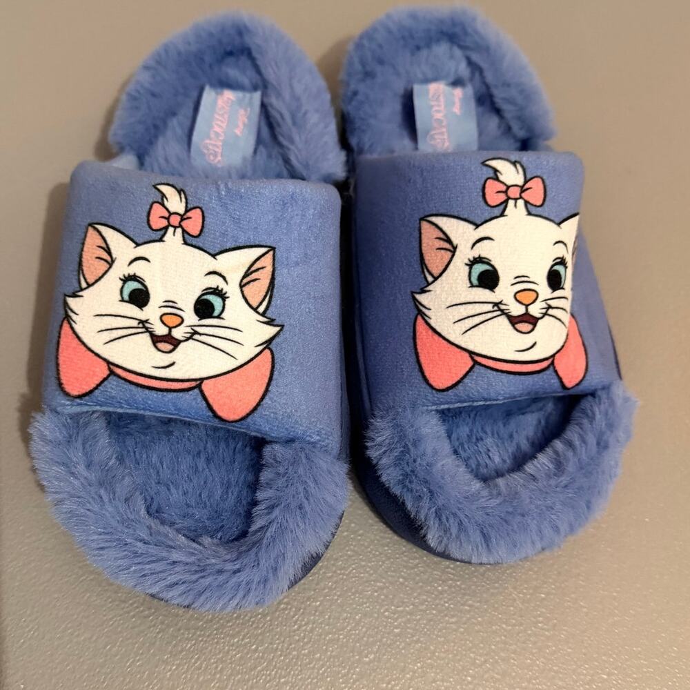 Disney Aristocats Marie Plush Blue Open Toe Slippers Women's Size 5 Cozy